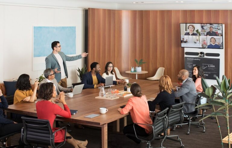 logitech rally plus in a large boardroom, logitech rally plus in a large boardroom with two displays